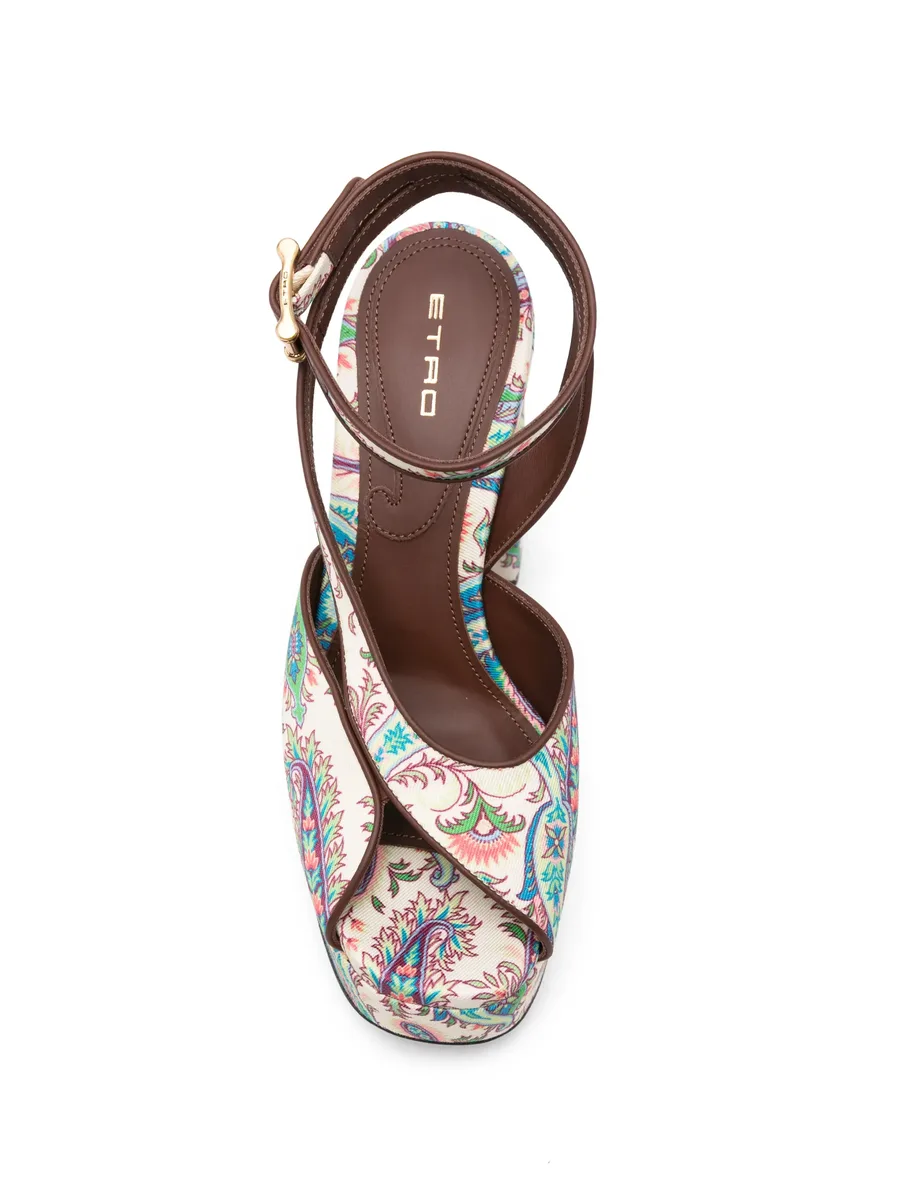 Paisley-pattern platform-heel sandals 8
