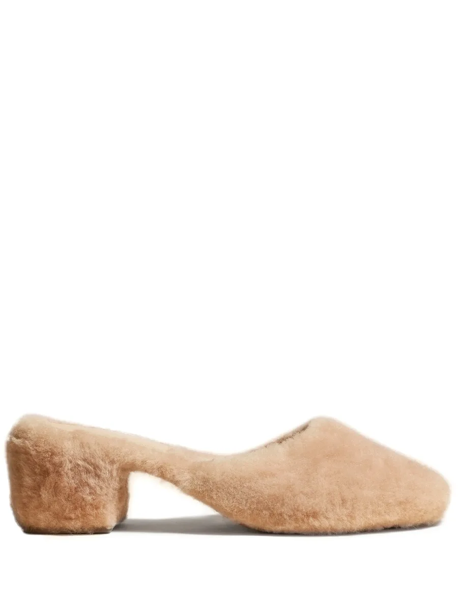 Clio 50mm shearling mules 2