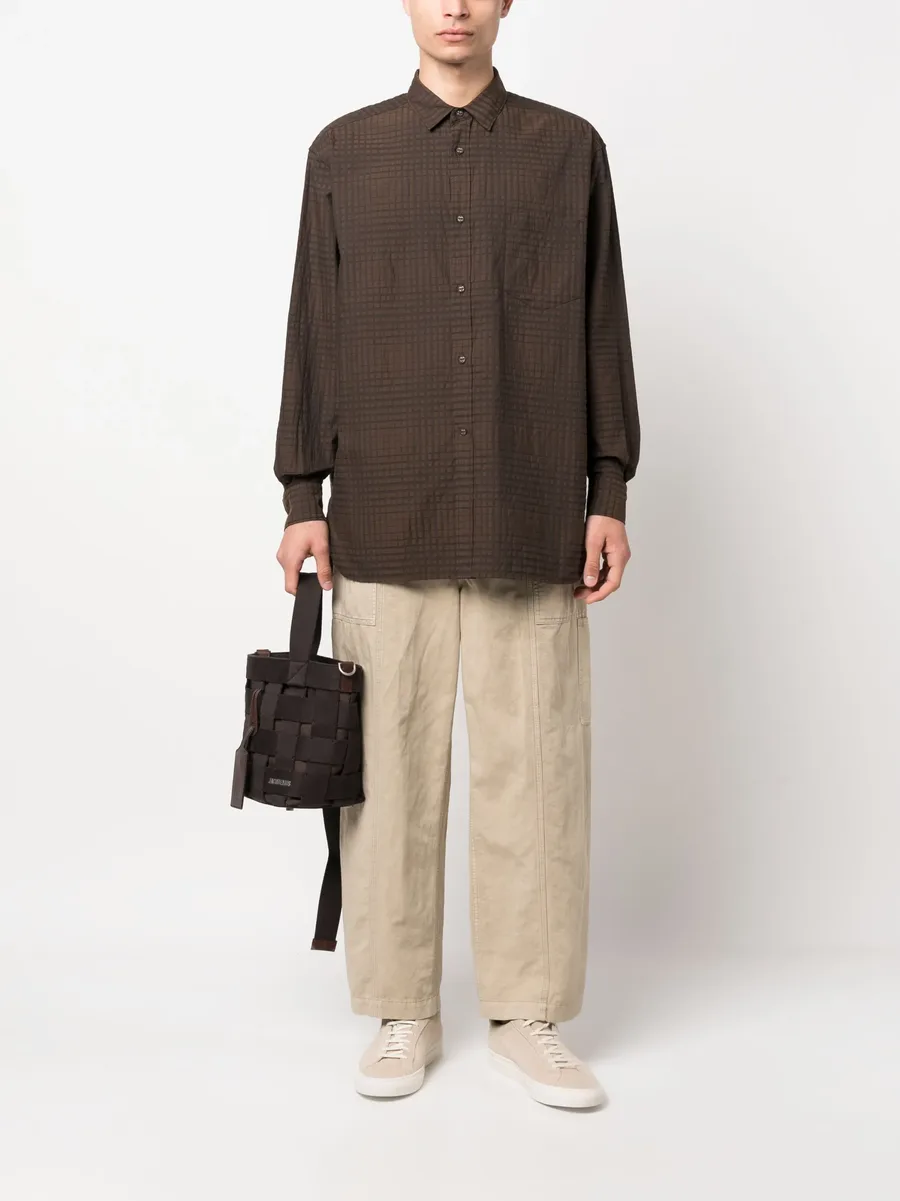 checked- jacquard long-sleeve shirt 3