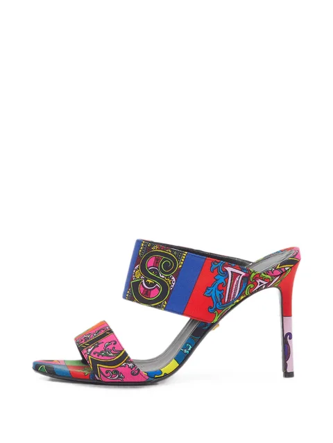 baroque-print heeled sandals