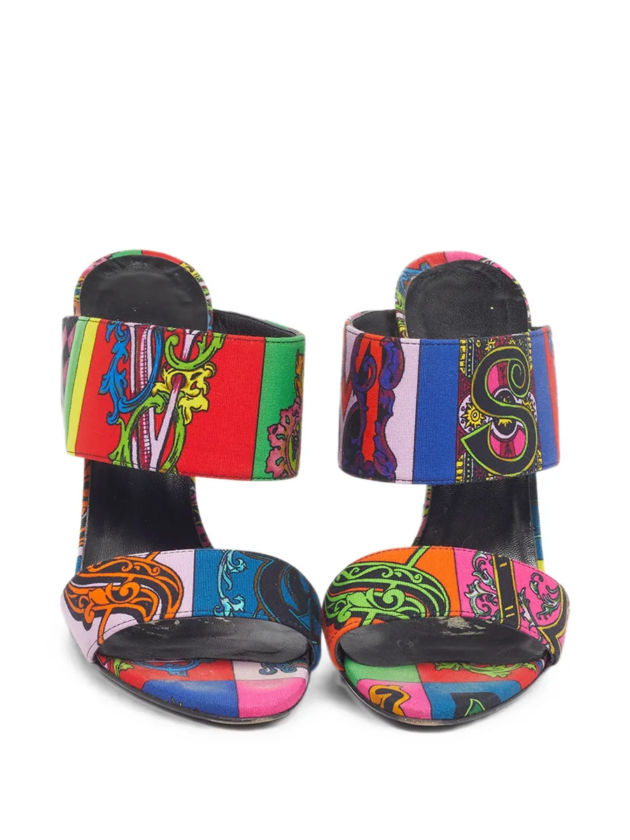 baroque-print heeled sandals 5