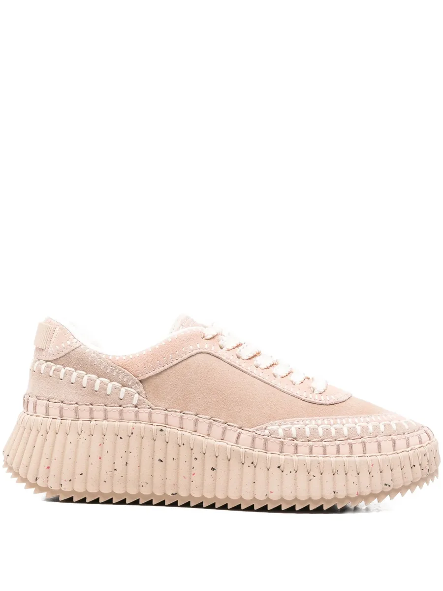 Nama textured leather-trimmed platform sneakers 1