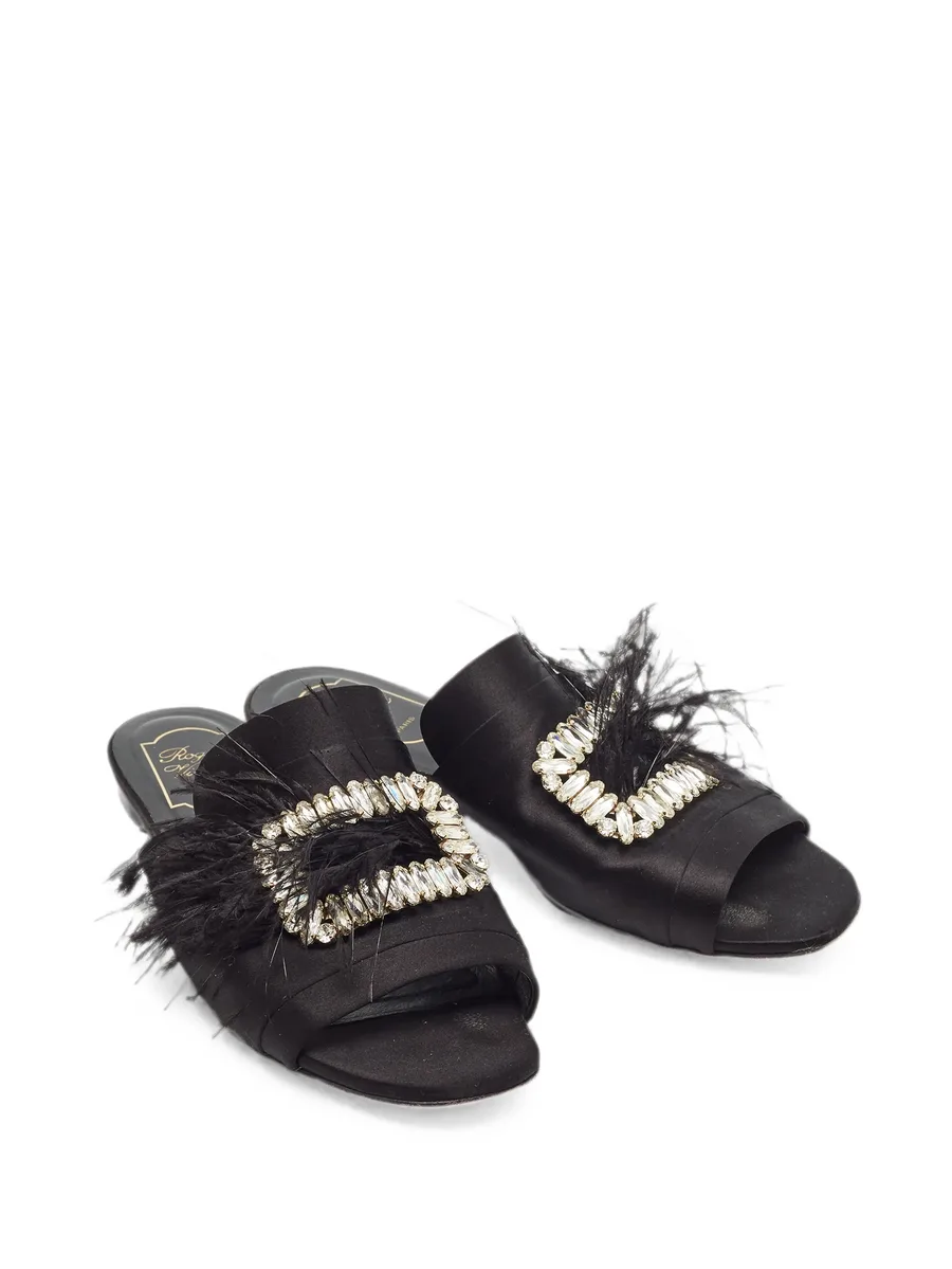 crystal-embellished feather-trim slides 5