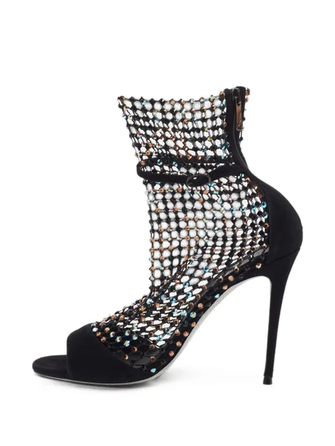 crystal-embellished mesh heeled sandals