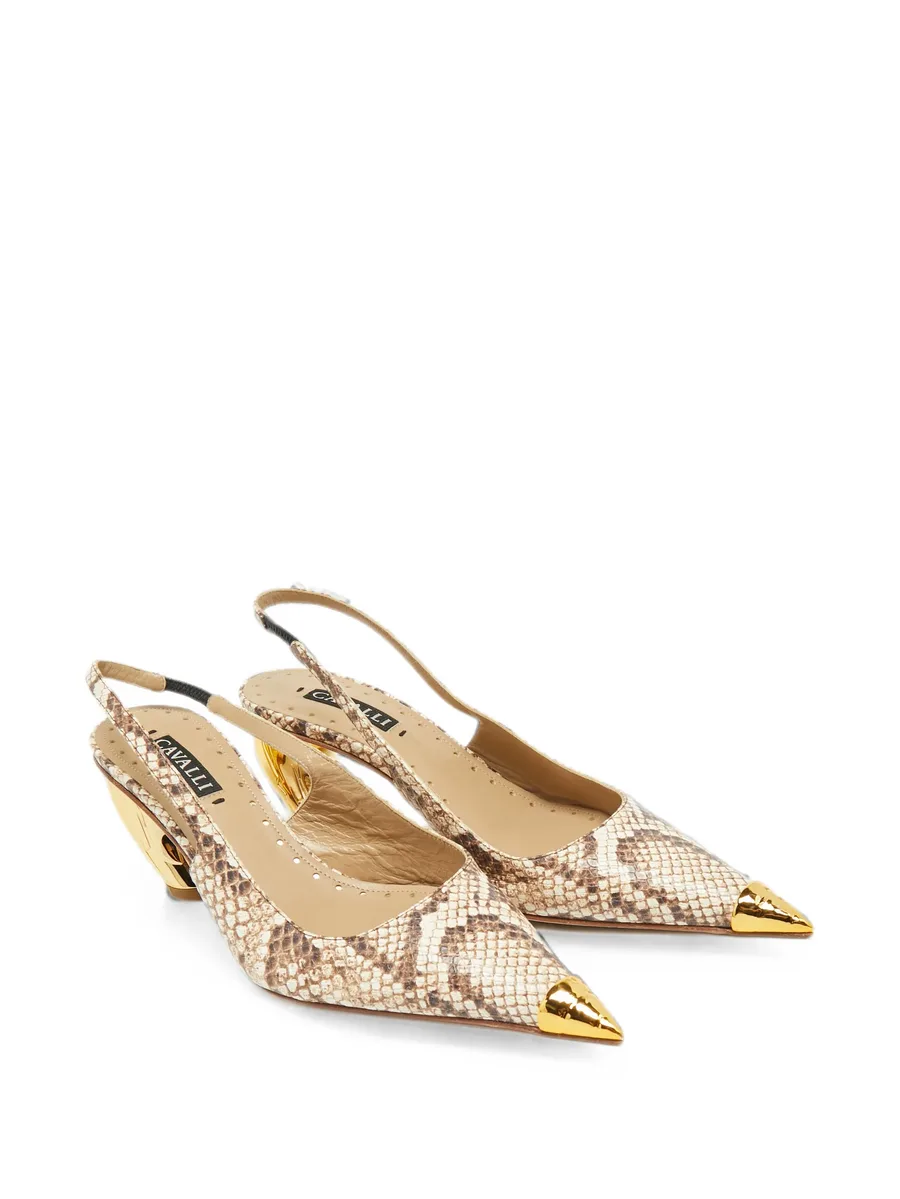 python-embossed leather pumps 8