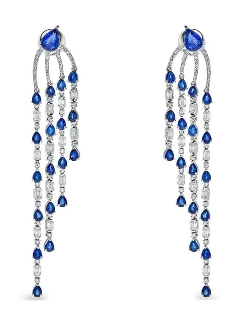diamond and sapphire chandelier earrings