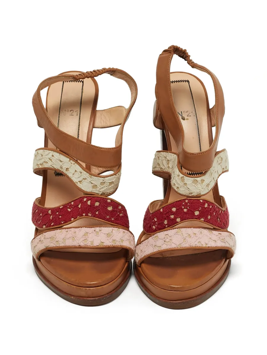 lace peep-toe sandals 6