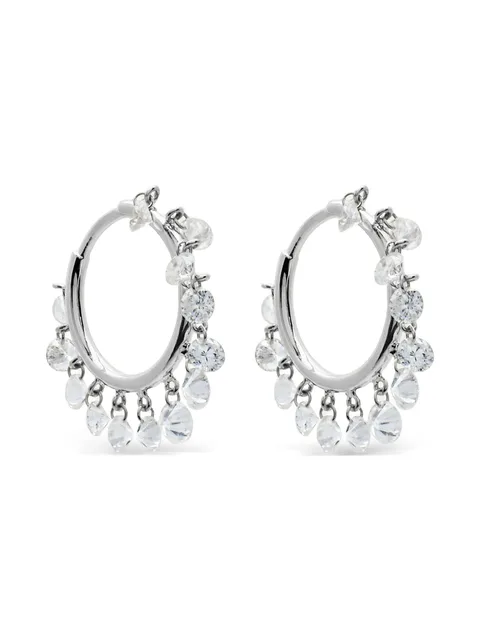 18K white gold diamond hoops