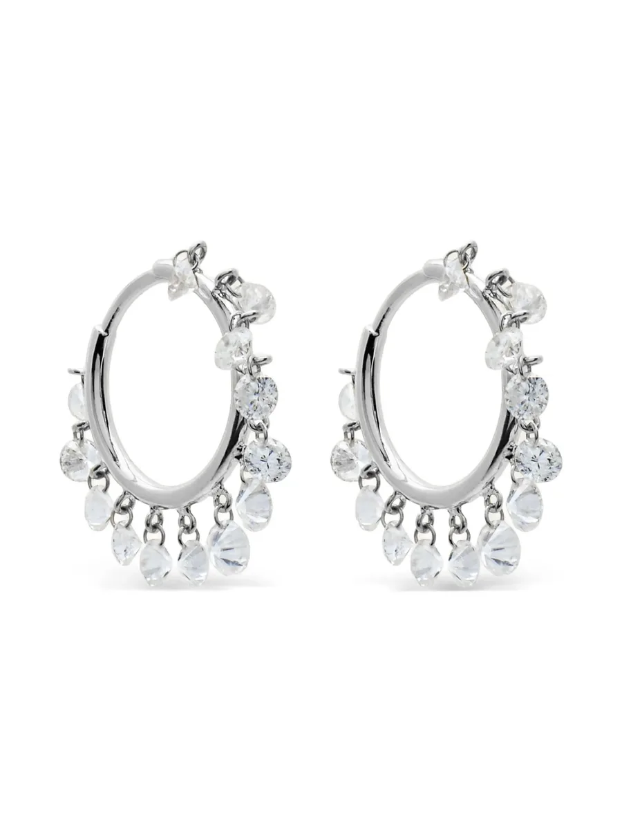 18K white gold diamond hoops 2