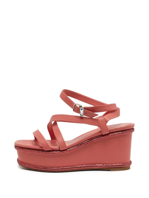 crystal-embellished wedge sandals