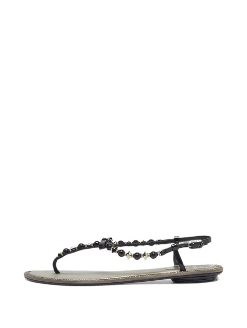 crystal-embellished patent leather sandals