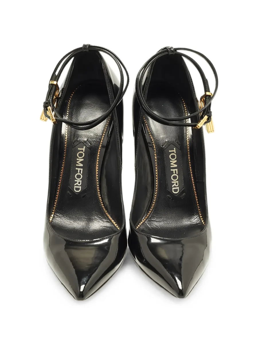 Padlock pointed-toe heeled pumps 8