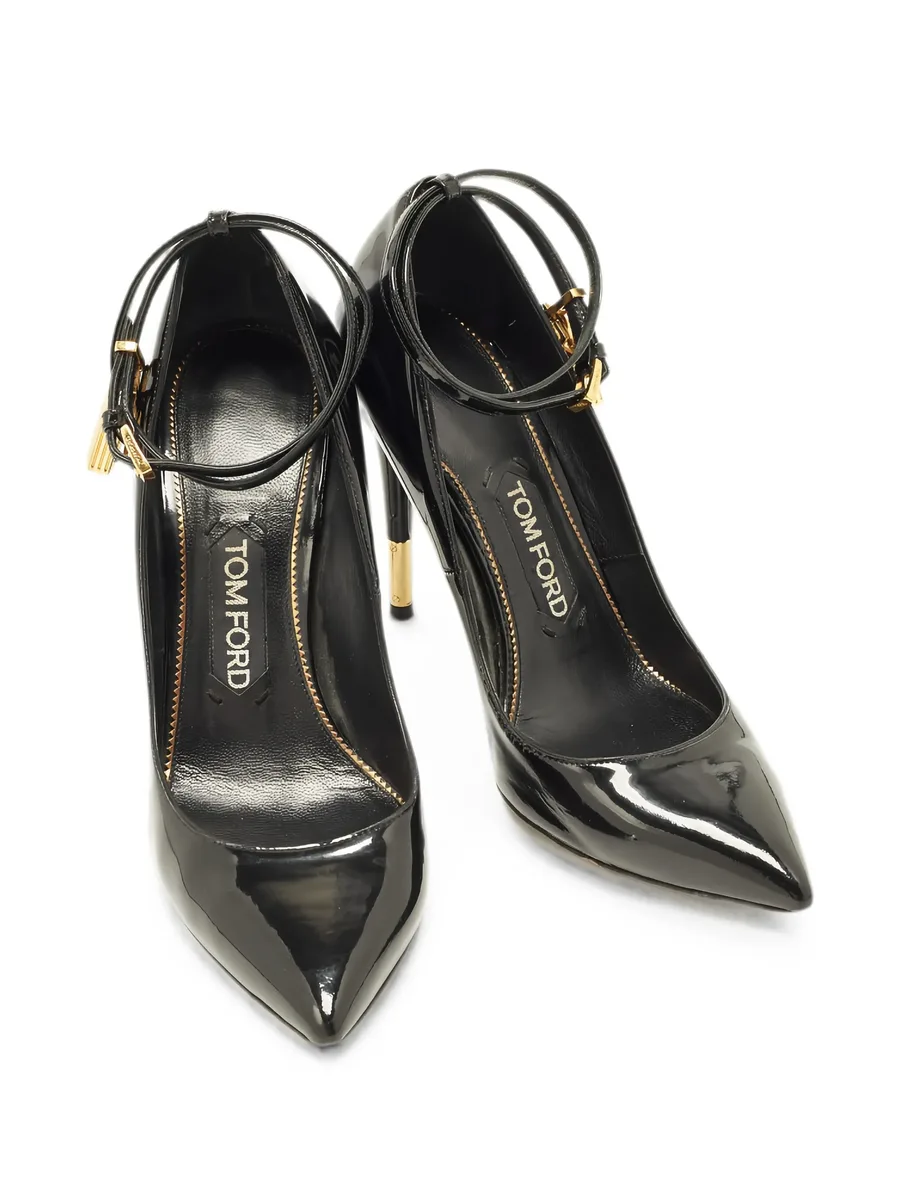 Padlock pointed-toe heeled pumps 10