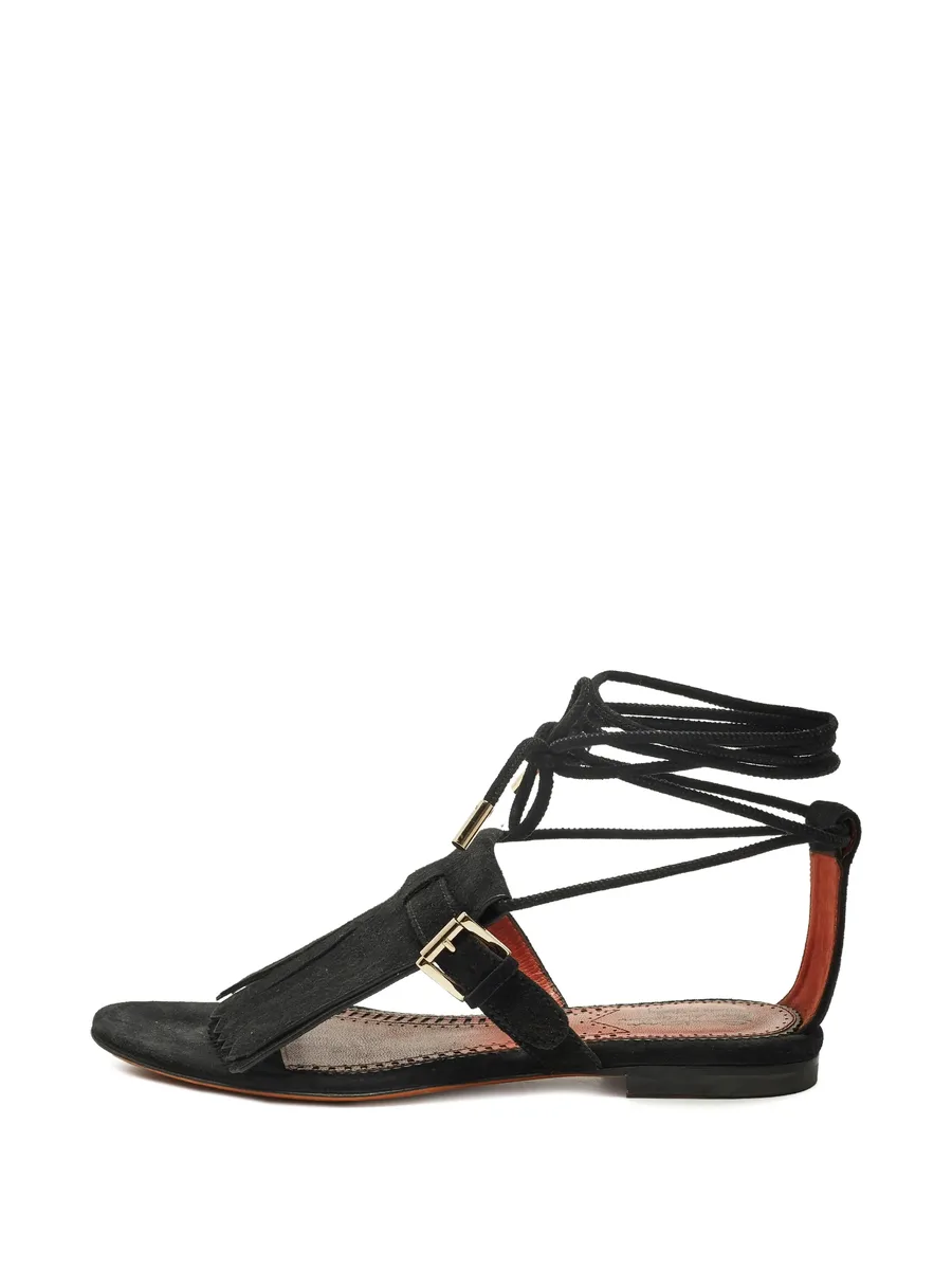 fringe lace-up sandals 1