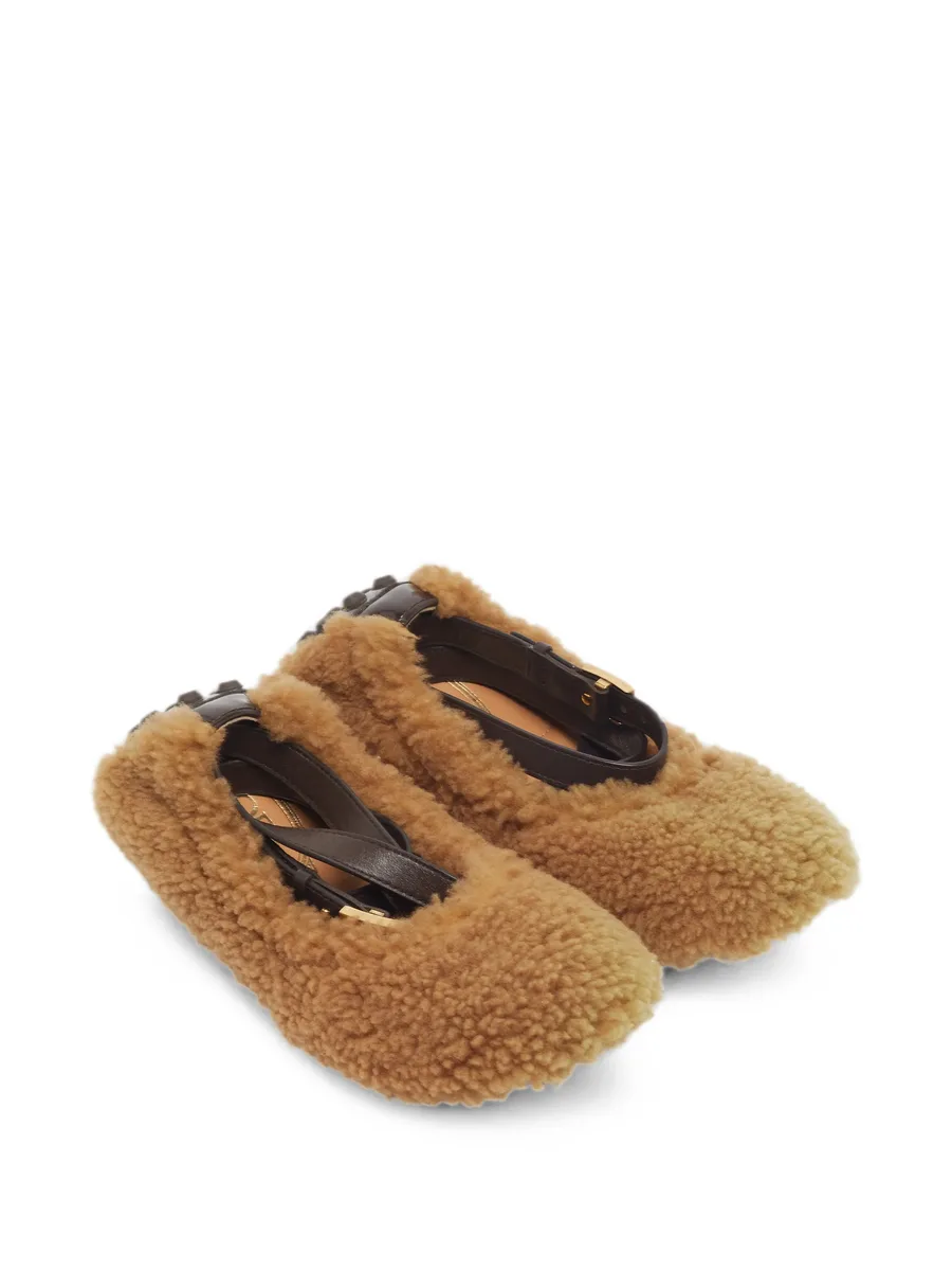 shearling ankle-strap ballet flats 8