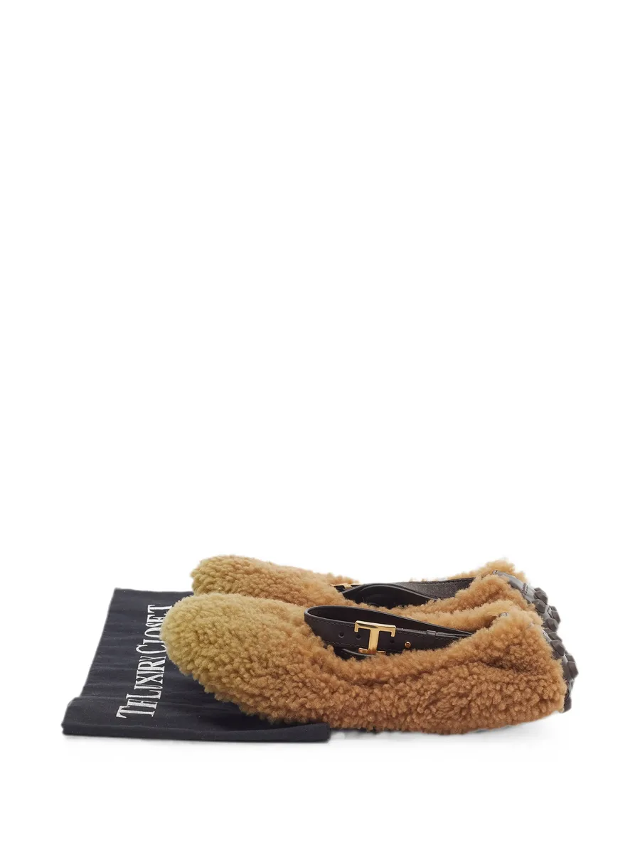 shearling ankle-strap ballet flats 9