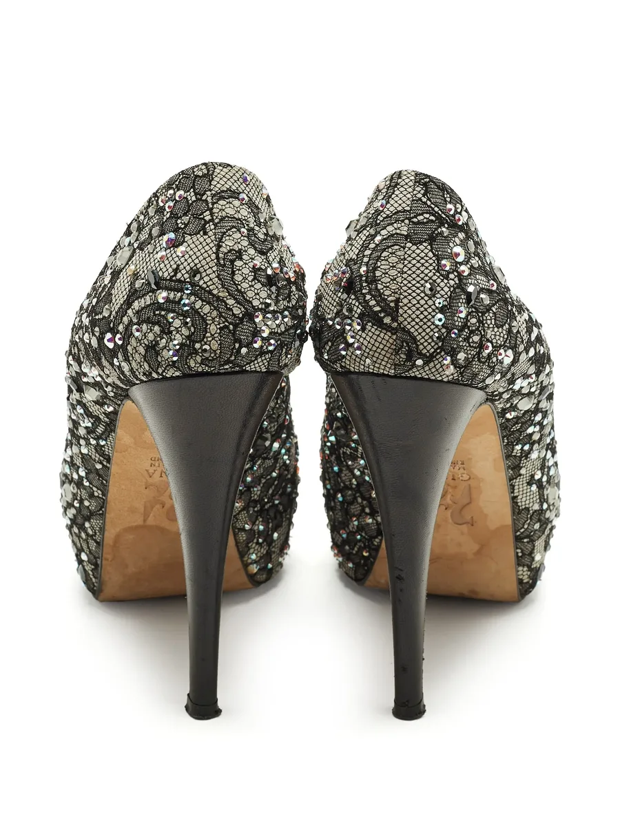 lace crystal-embellished pumps 6