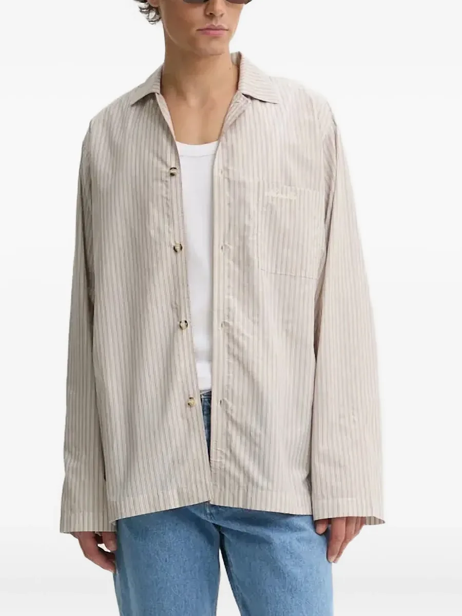 striped logo-embroidered shirt 2