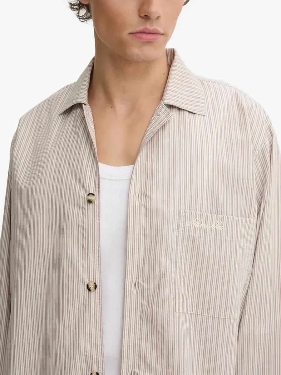 striped logo-embroidered shirt 9