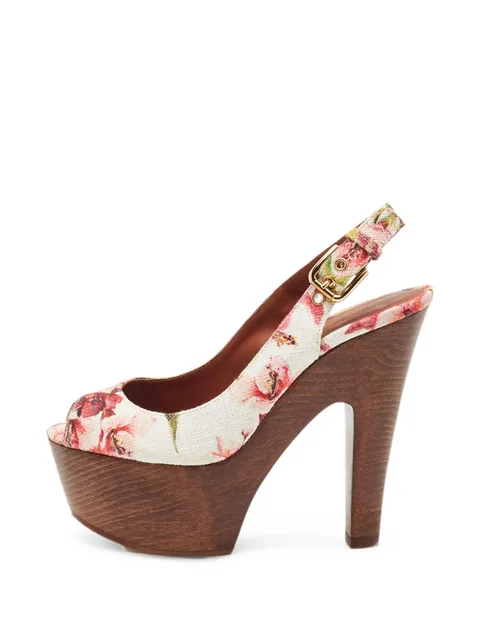 floral-print platform heeled sandals