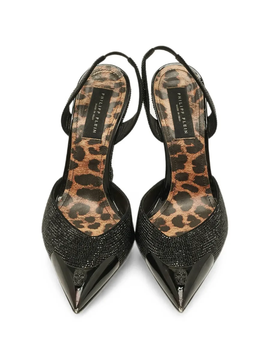 Decollete crystal-embellished slingback heeled pumps 8