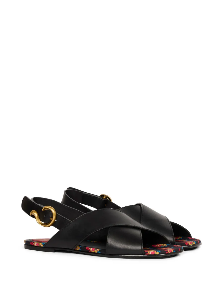 low leather sandals with crossover detail 4