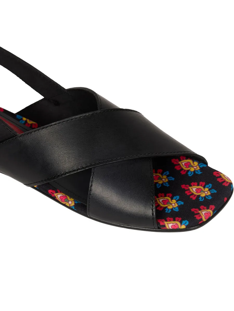 low leather sandals with crossover detail 7