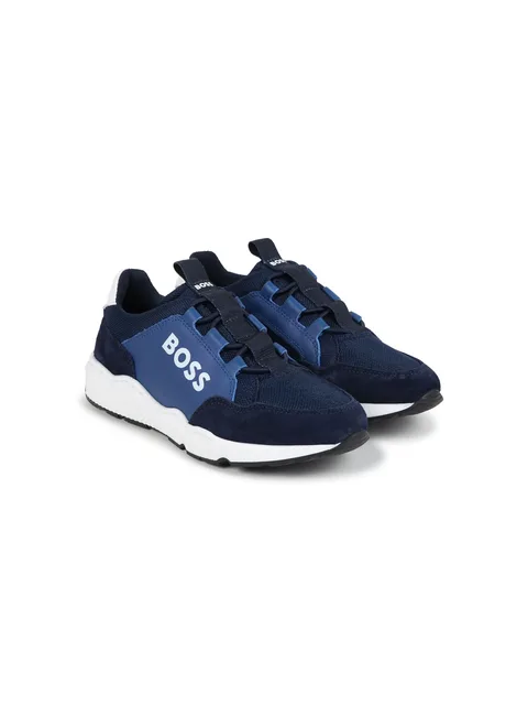 logo-print panelled sneakers